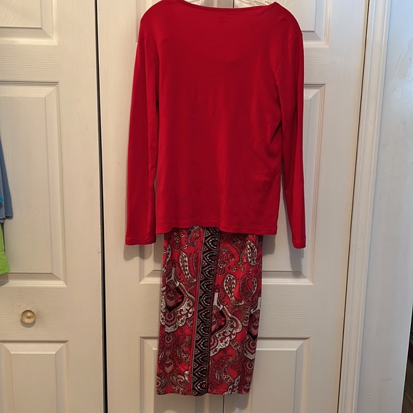 TWO PIECE P’J SET RED WHITE STAG LONG SLEEVE TOP L DRAWSTRING ELASTIC BOTTOMS XL - Picture 4 of 8